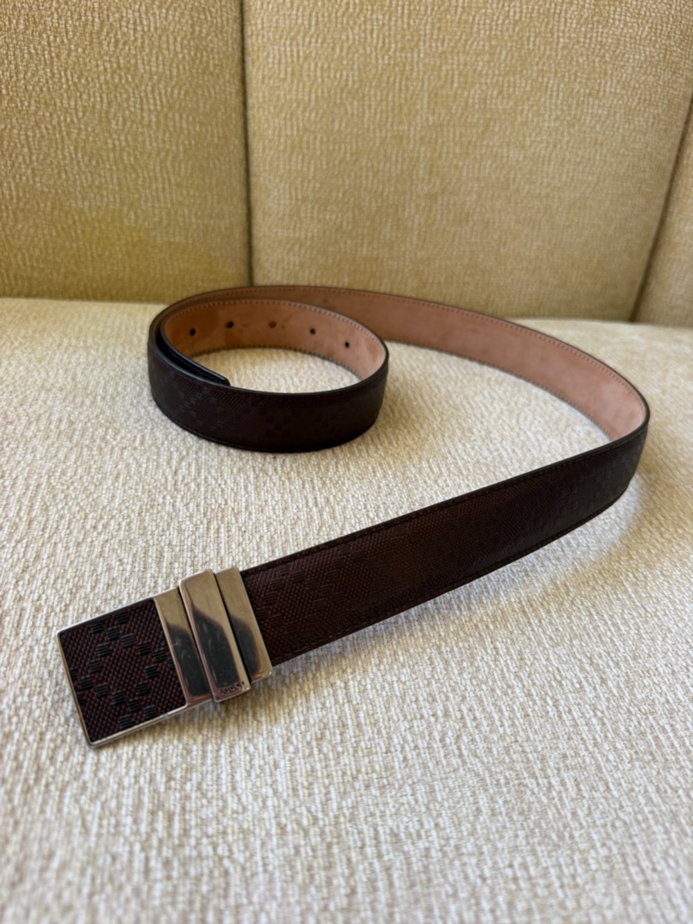 Gucci Brown Leather Belt with Silver Buckle